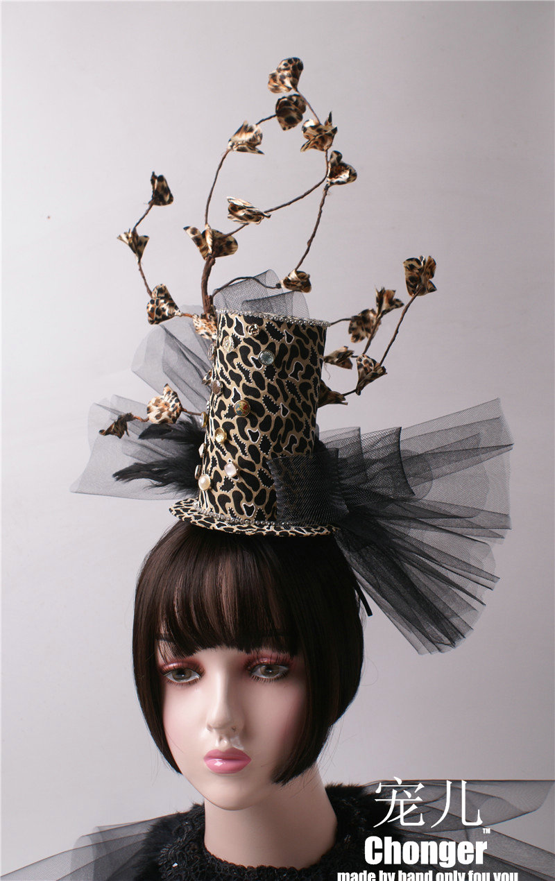 夸张头饰发饰造型影楼摄影演出浮夸小礼帽台走发饰