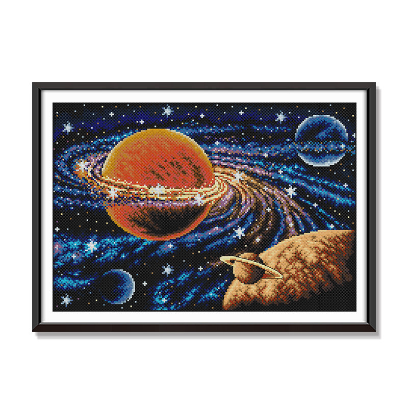银河系风景十字绣星际星球工业风客客厅装饰画手工十字绣套件