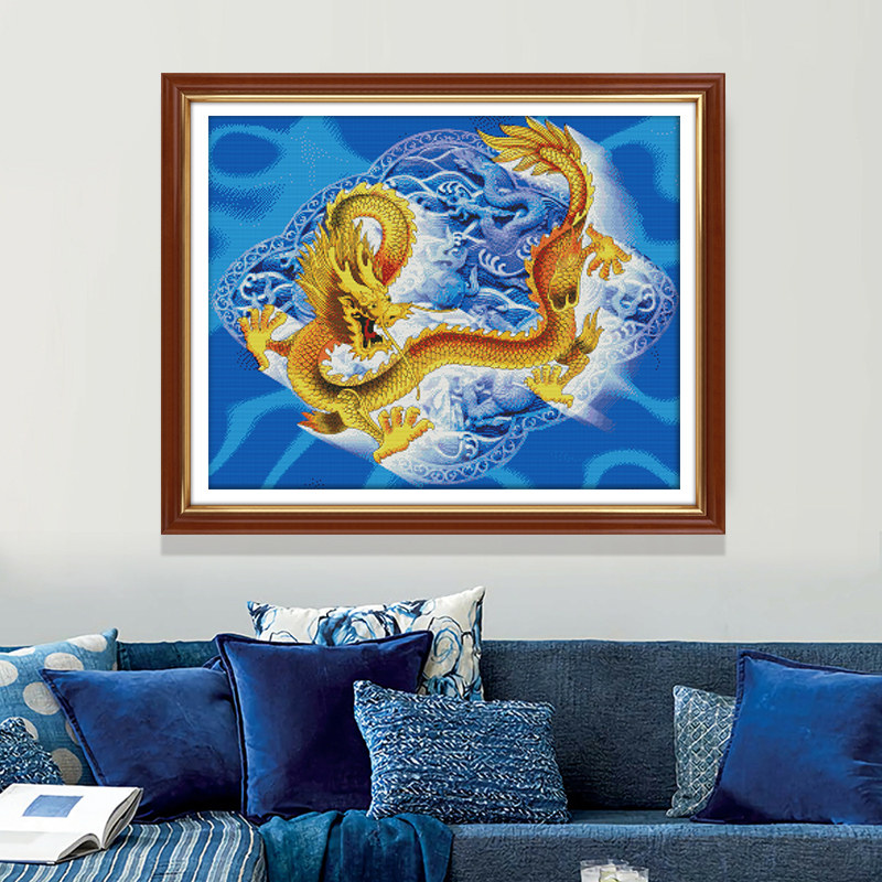 飞龙在天十字绣2021新款绣龙图案全绣款满绣生肖动物十字绣套件