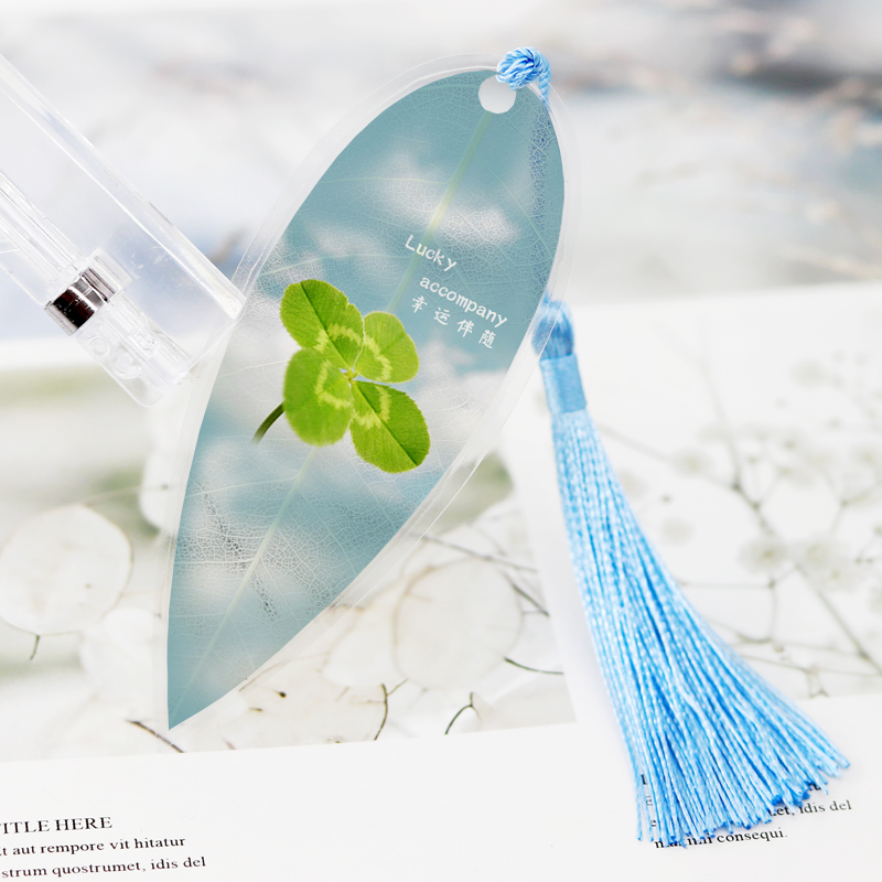 蝉之翼四叶草幸运草叶脉书签树叶镂空小清新可爱小学生纪念品定制