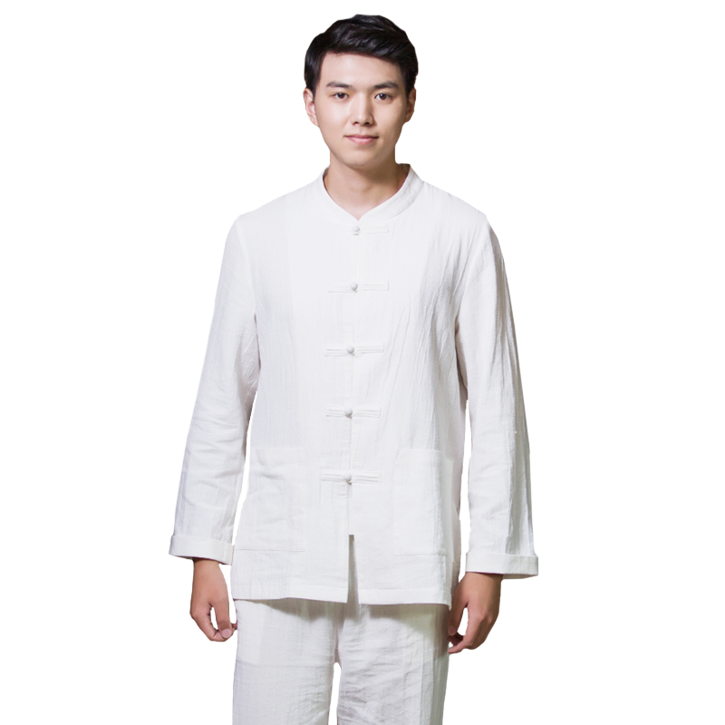 道家中医养生会所技师服男士全棉麻理疗艾灸馆工作服套装夏装开衫
