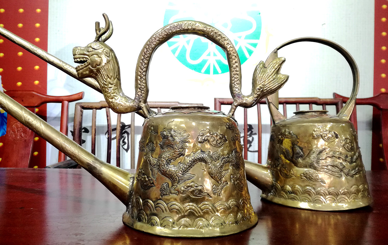 长嘴铜壶功夫茶艺表演茶楼火锅店掺茶舞蹈道具茶壶