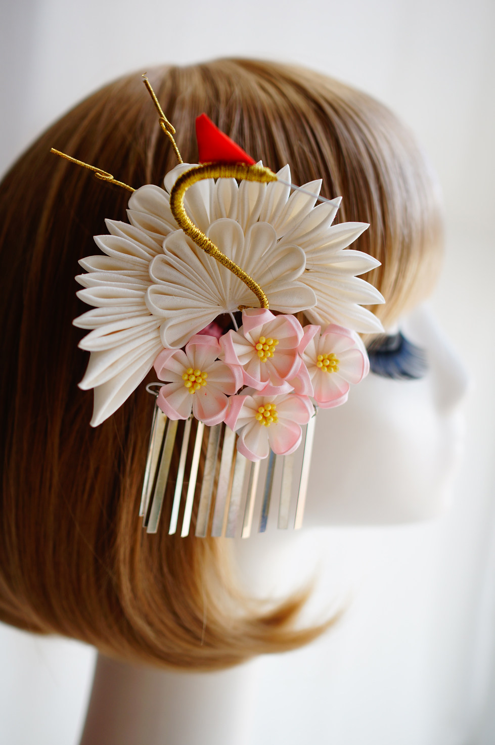 花嫁手工花簪细工汉服中华风和风物语日式鹤舞发饰