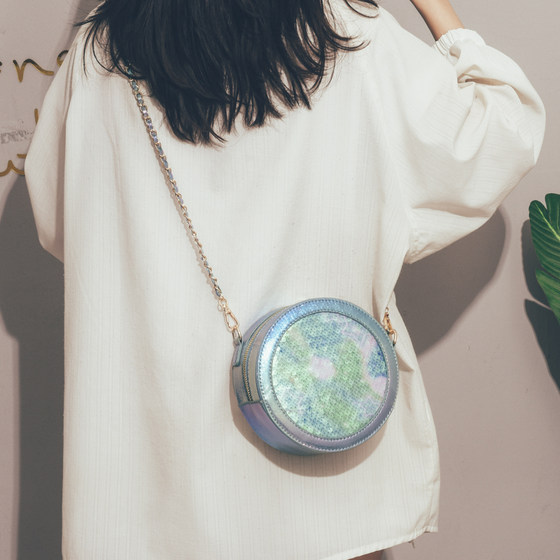 This Year's Popular Colorful Sequin Bag Women's 2020 New Net Red Cross Carrying Small Round Bag Small Fresh Student Shoulder Bag This Year's Popular Colorful Sequin Bag Women's 2020 New Net Red Cross Carrying Small Round Bag Small Fresh Student Shoulder Bag