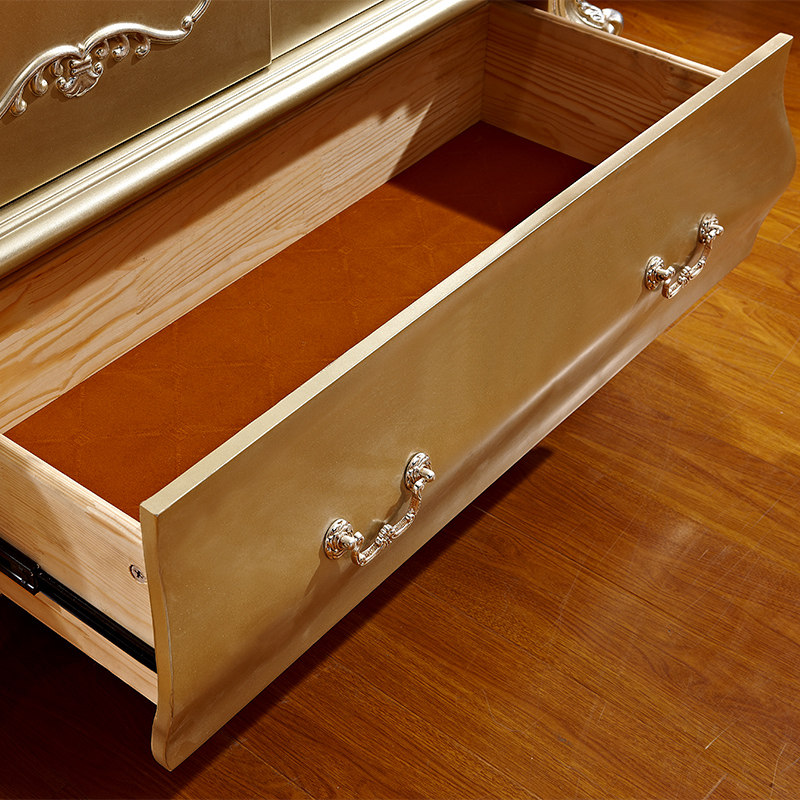 现货速发家具实木双门衣柜香槟色奢华欧式衣橱衣柜