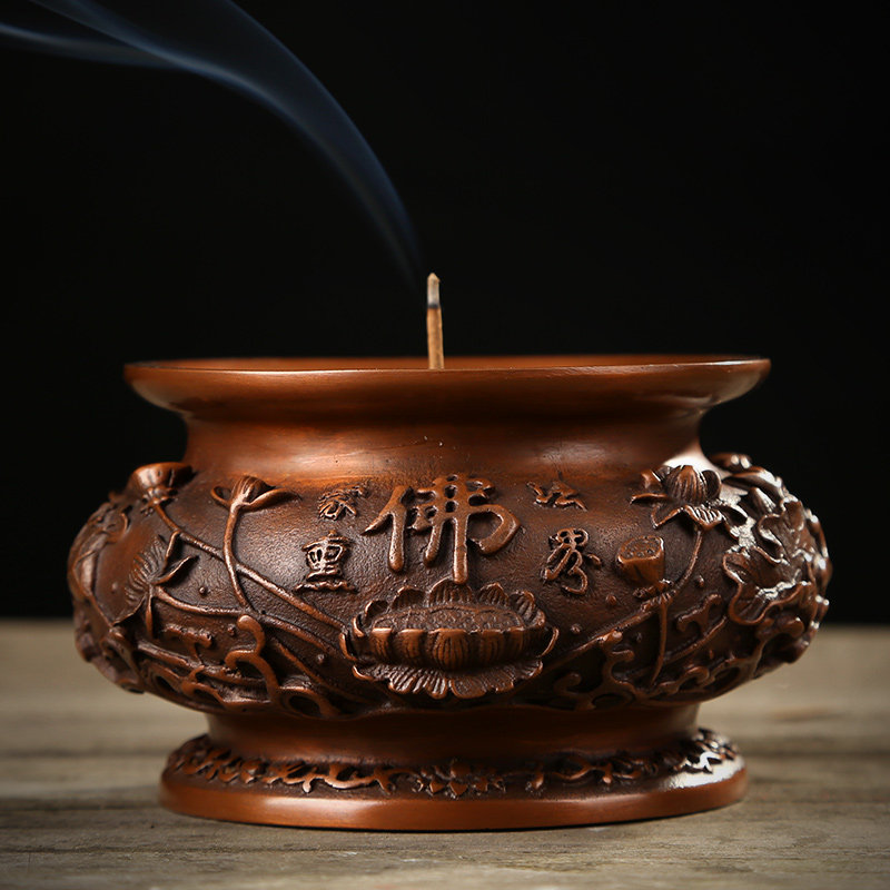 德祥缘 紫铜佛字炉室内香薰炉供佛香炉家用檀香线香炉佛教熏香炉
