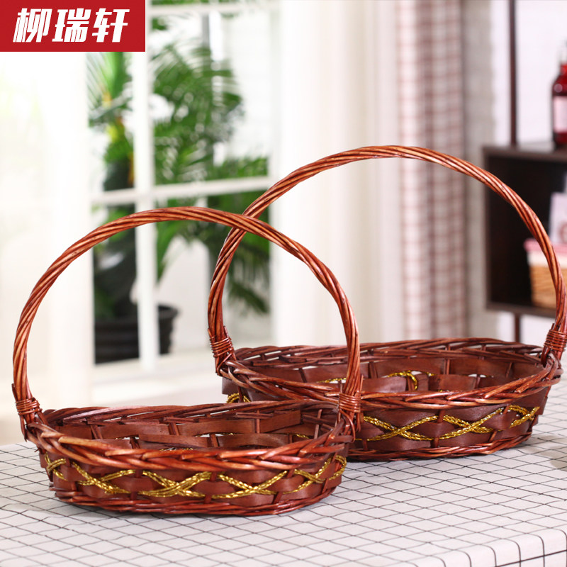 篮子水果篮藤编礼品提篮果篮竹篮花篮购物篮