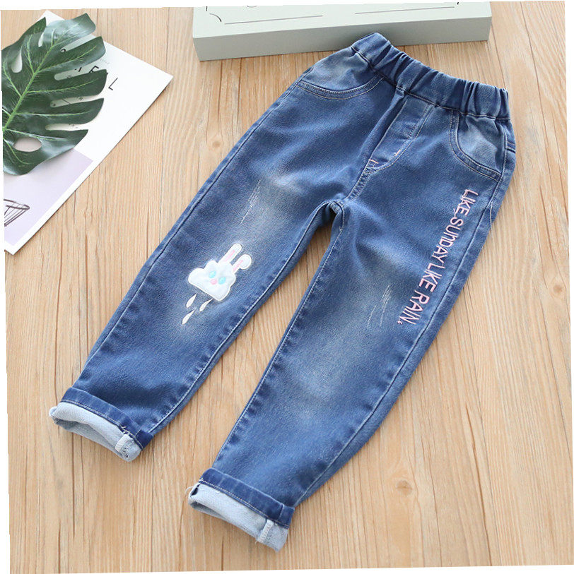 女童软牛仔裤 儿童宝宝纯棉休闲裤长裤子童装2020春款绣花外穿裤