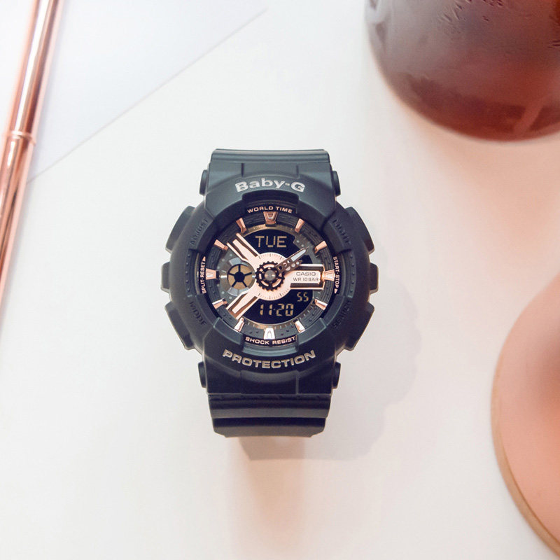 baby-g新品ba-110rg-1apr卡西欧手表女2018限量防水学生运动表