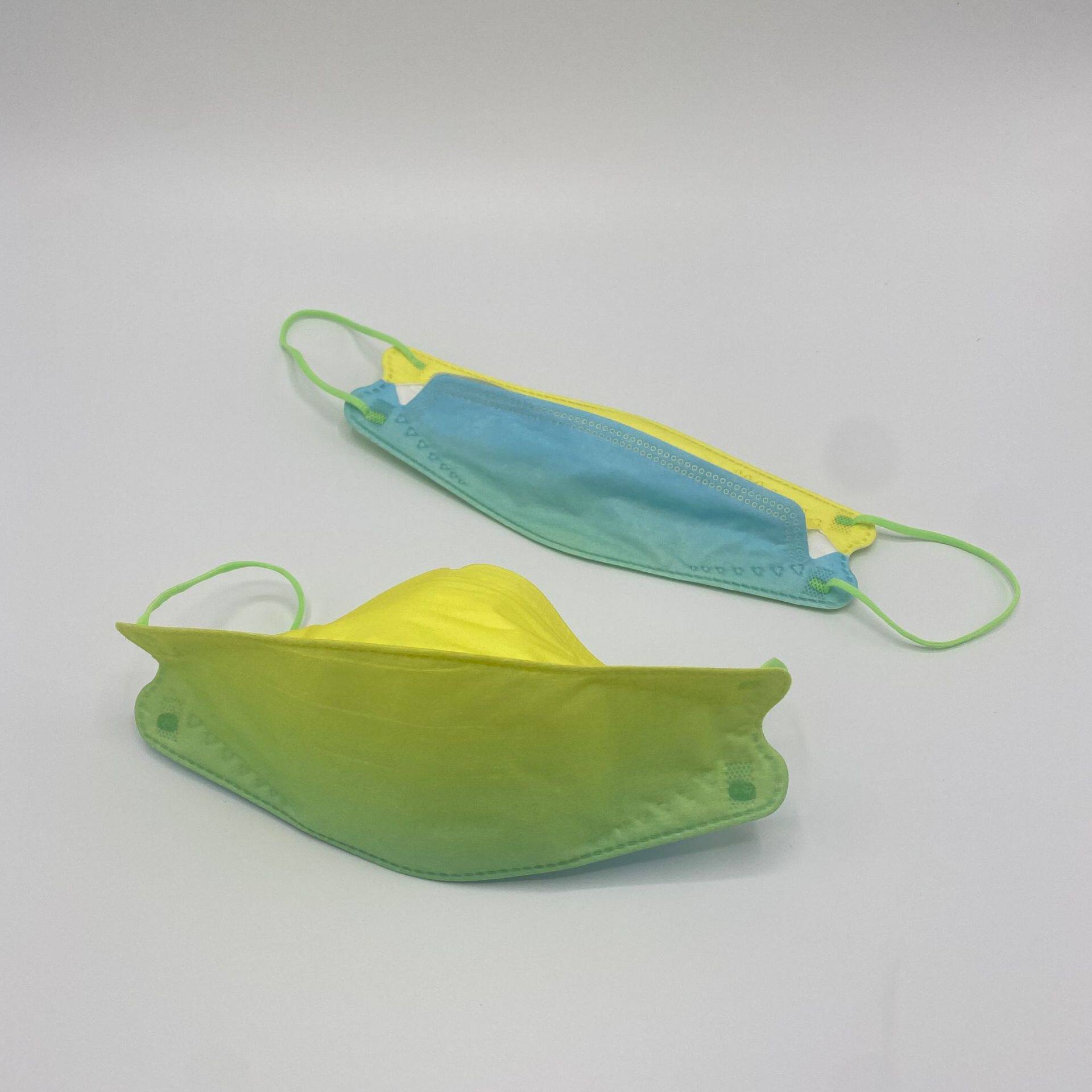 韩版kf94口罩韩国双熔喷成人女款渐变彩虹彩色防护kn95柳叶形鱼型