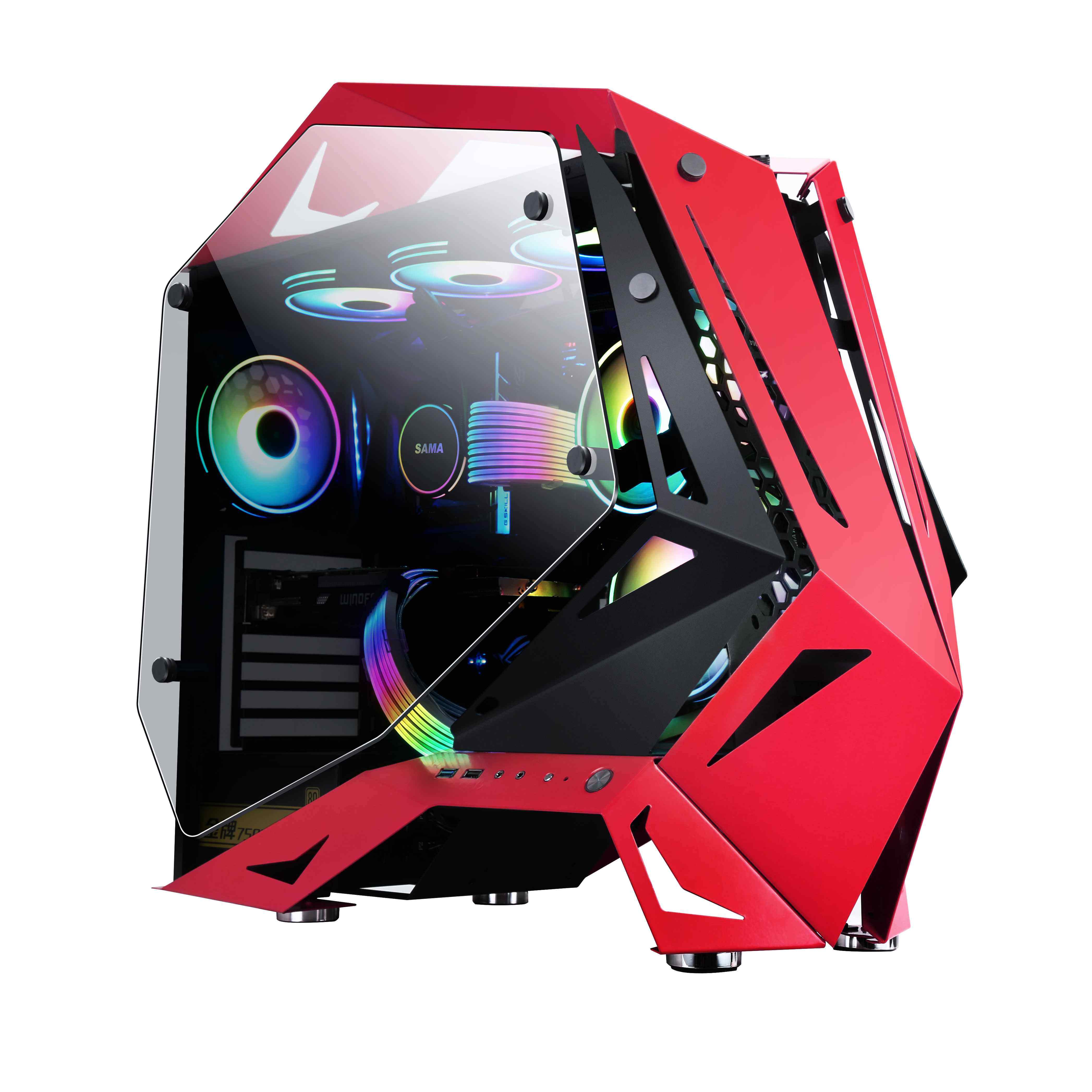 机箱先马逾辉犀牛3atxdiy透明开放式炫酷水冷机箱