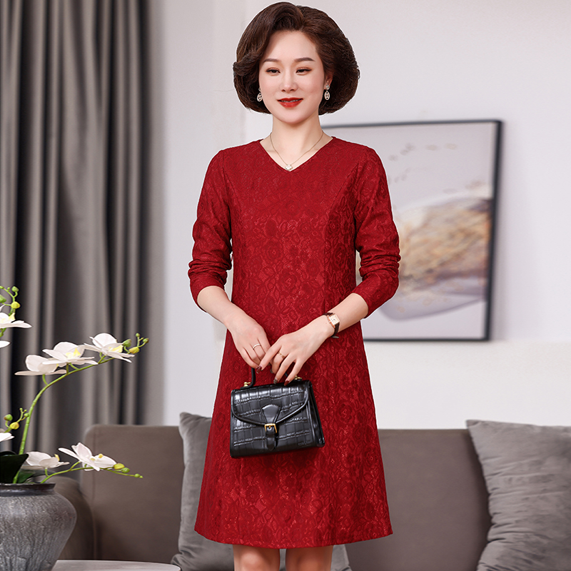 年轻喜婆婆婚宴装高贵中年妈妈婚礼服高档名牌平时可穿连衣裙秋冬