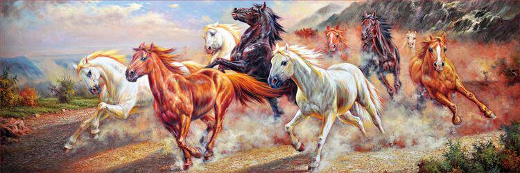 多买多送床头装饰画酒店客厅现代简约八骏奔腾马到成功无包现代装饰画