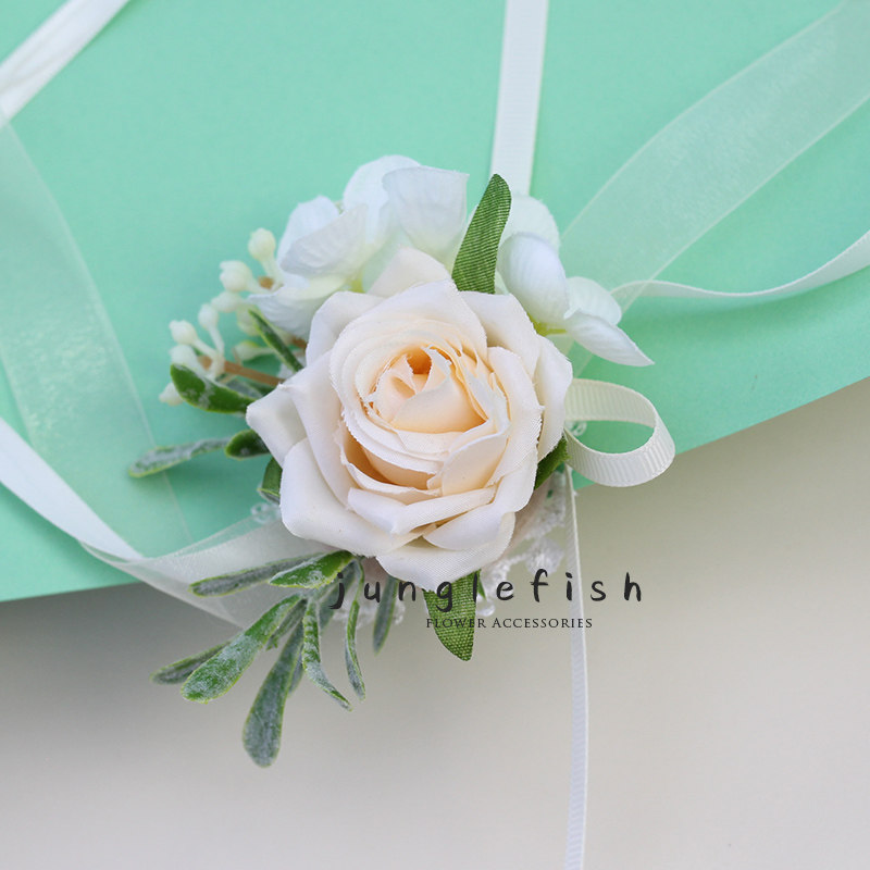 ins森系香槟色手腕新娘伴娘姐妹新郎胸花襟花手腕花