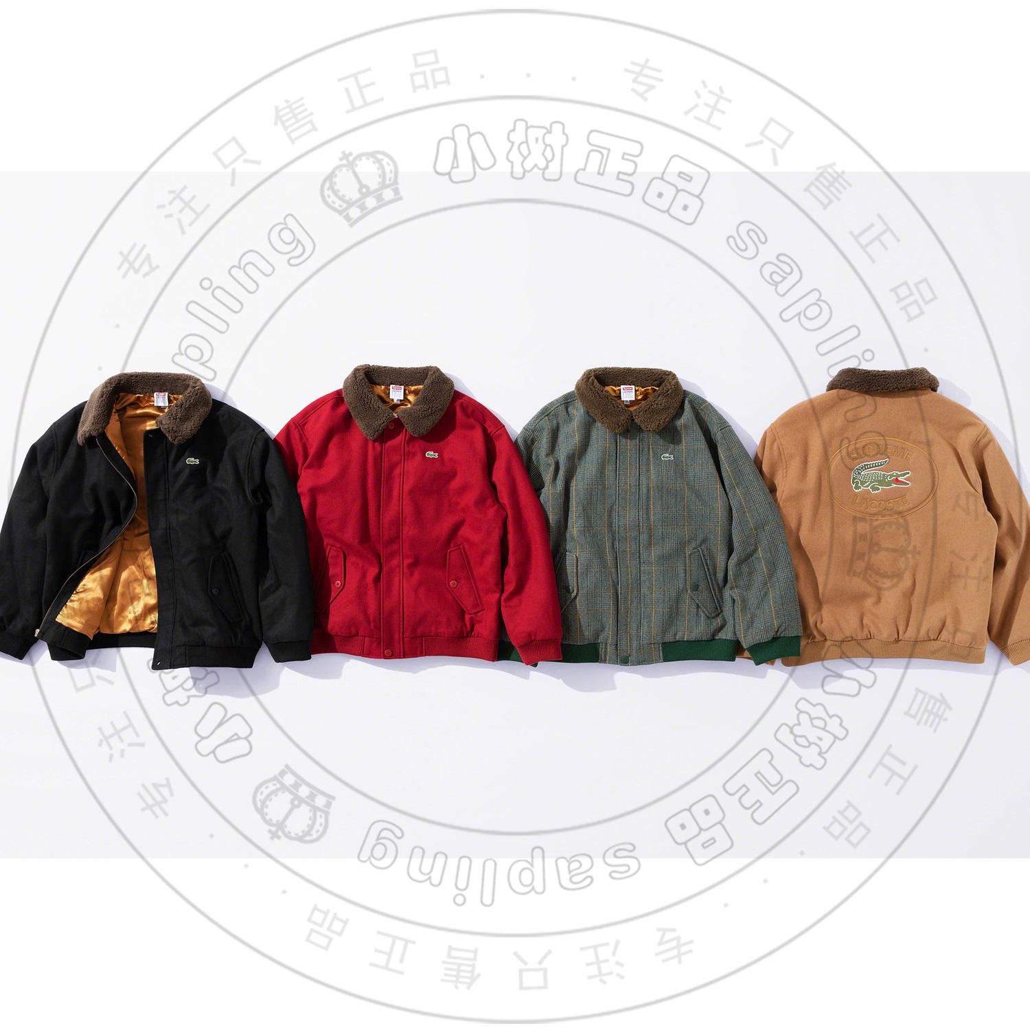19FW Supreme LACOSTE Wool Bomber Jacket 鳄鱼联名毛领羊毛夹克