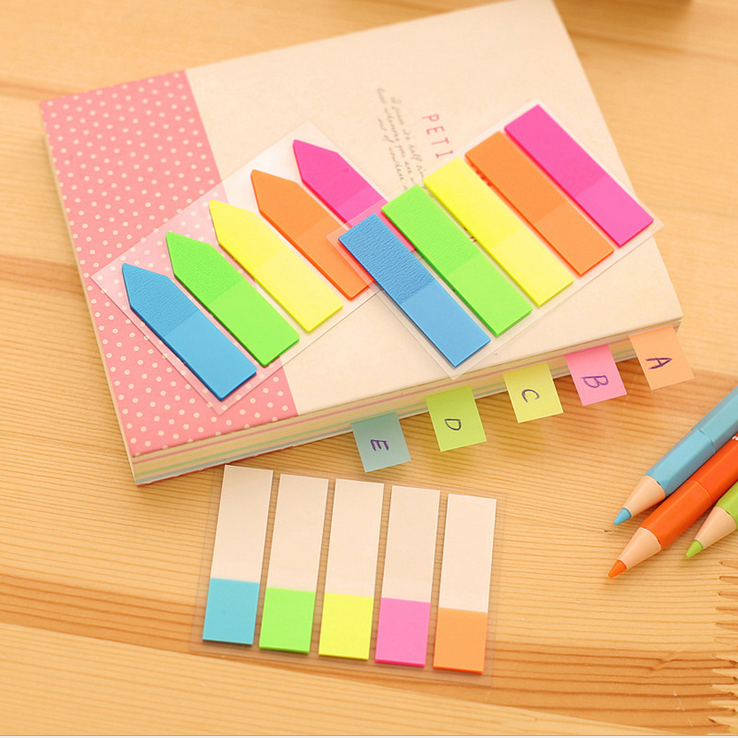 透明糖果色便签条 小长条便利贴 荧光贴学生分类索引标签贴 n次贴