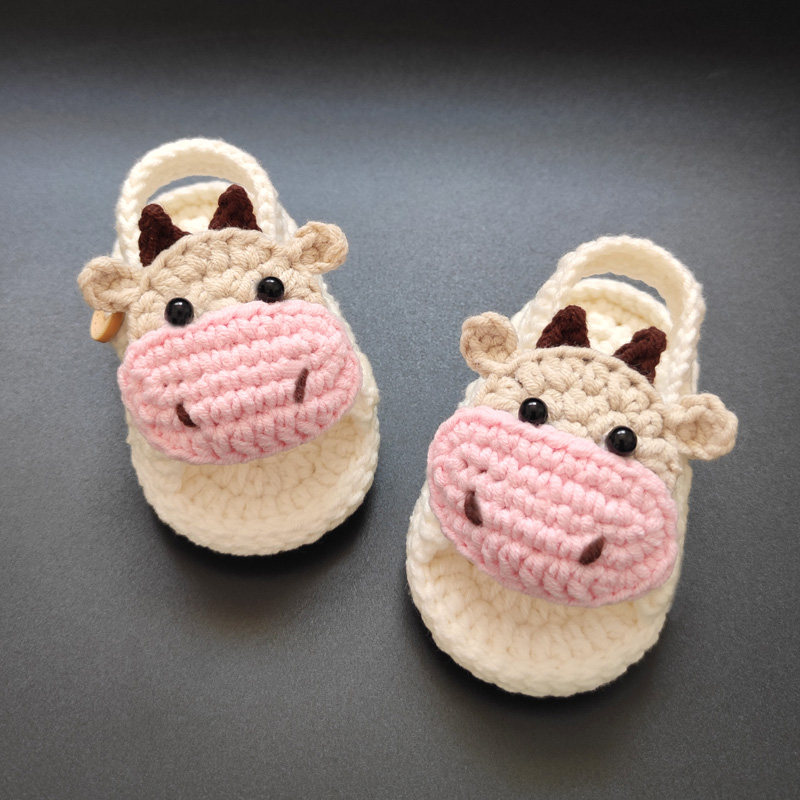 凉鞋小牛宝宝夏季手工编织软底新生儿满月01岁凉鞋