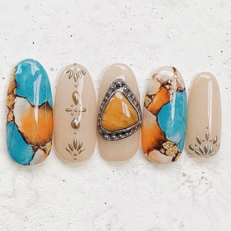 波希米亚金属勾线甲油胶小套系美甲ins小红网红指甲彩妆