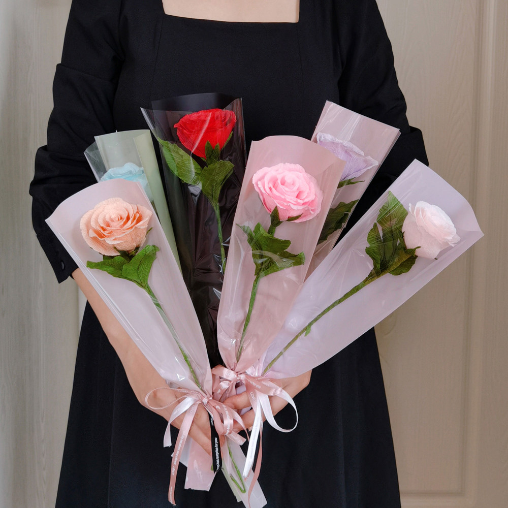 材料花心思纸艺皱纹母亲节手工diy康乃馨艺花折纸皱纹纸