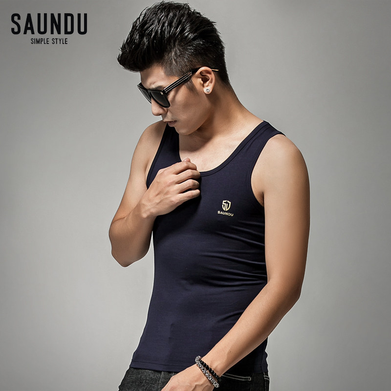 莫代尔吊带背心衣服夏季男生修身型健身跨栏运动背心