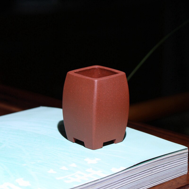 名家余六平手工四方鼓形精品紫砂微型花盆小盆花盆