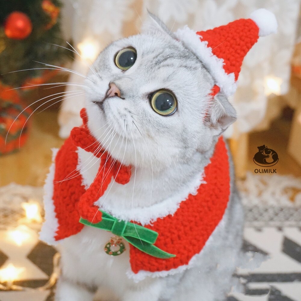 圣诞olimilk小斗篷套装宠物猫狗新年装扮披肩手工宠物服装