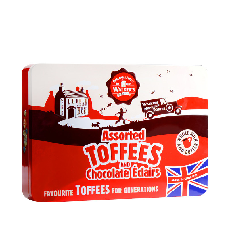 英国进口混合口味圣诞节糖果walkers沃尔克斯太妃糖罐装桶装1250g