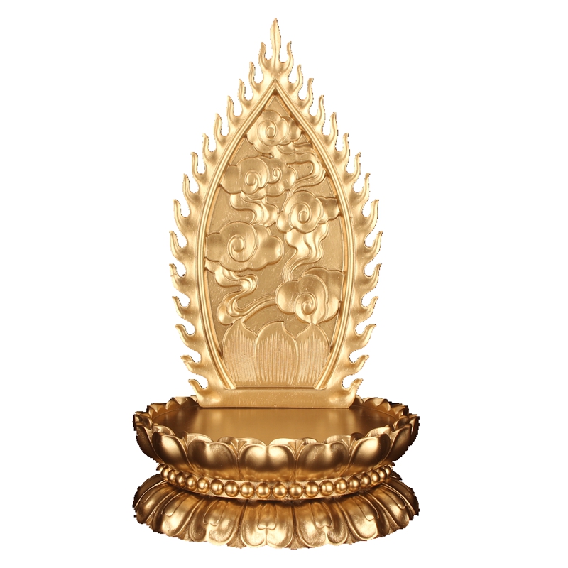 实木鎏金色观音菩萨佛像背佛光莲花台加高底座摆件红木佛龛底托座