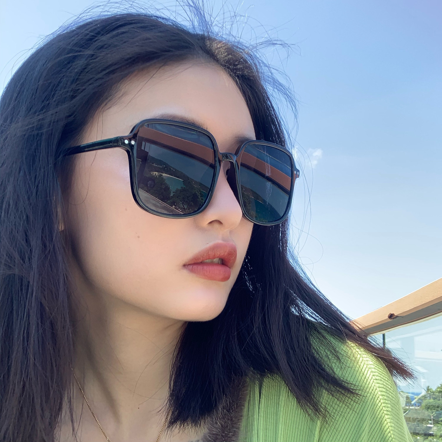 港风复古古街ins墨镜女网网红同款百搭黑色太阳眼镜