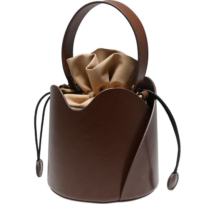 【西木汀】 胆小鬼 牛皮手提水桶包女2020新款单肩包包小众斜挎包