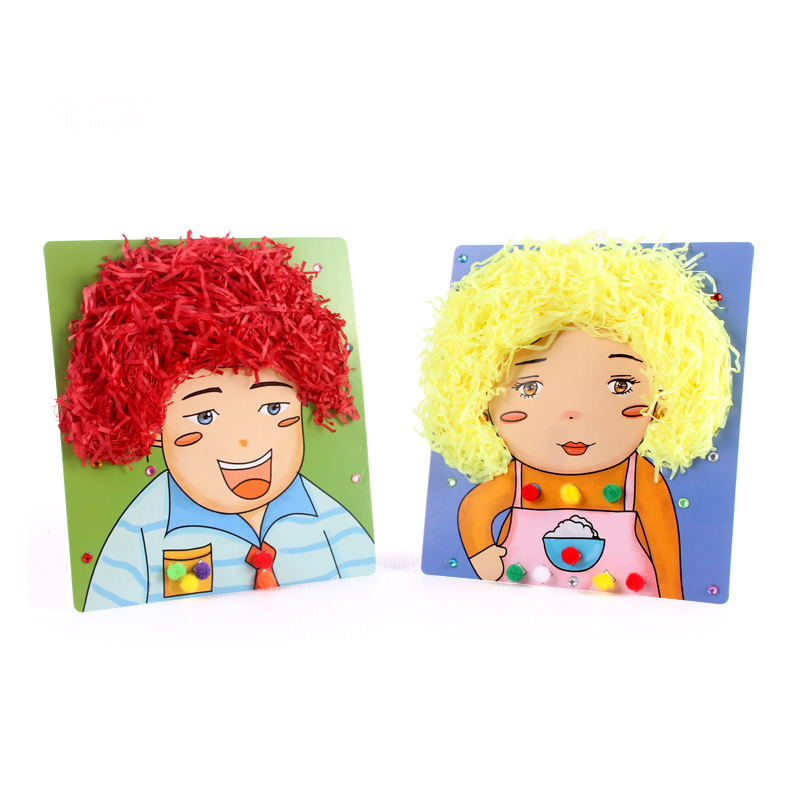 幼儿园儿童手工创意粘贴画 父亲节人物肖像diy碎纸画彩纸粘贴制作