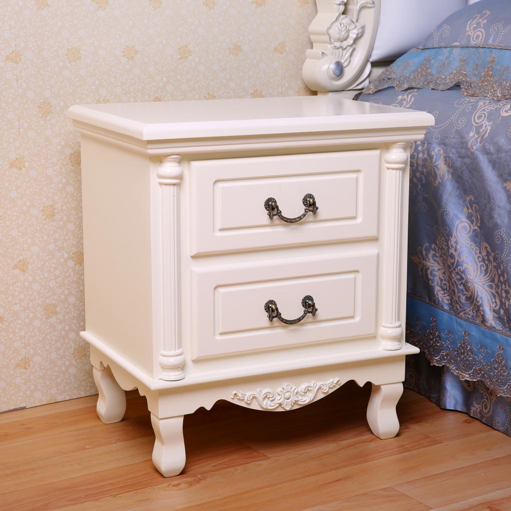 欧式床头柜整装简约40cm北欧储物柜田园小床头柜实木白色床边柜