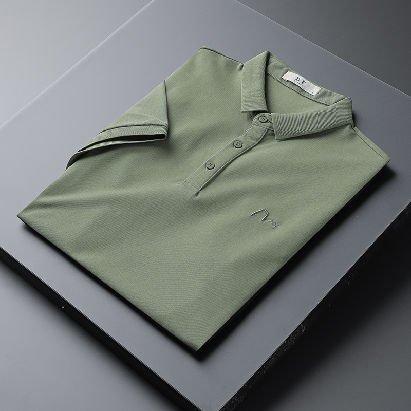 轻奢 商务休闲polo衫男短袖2021春夏丝光棉半袖纯色翻领男装T恤潮