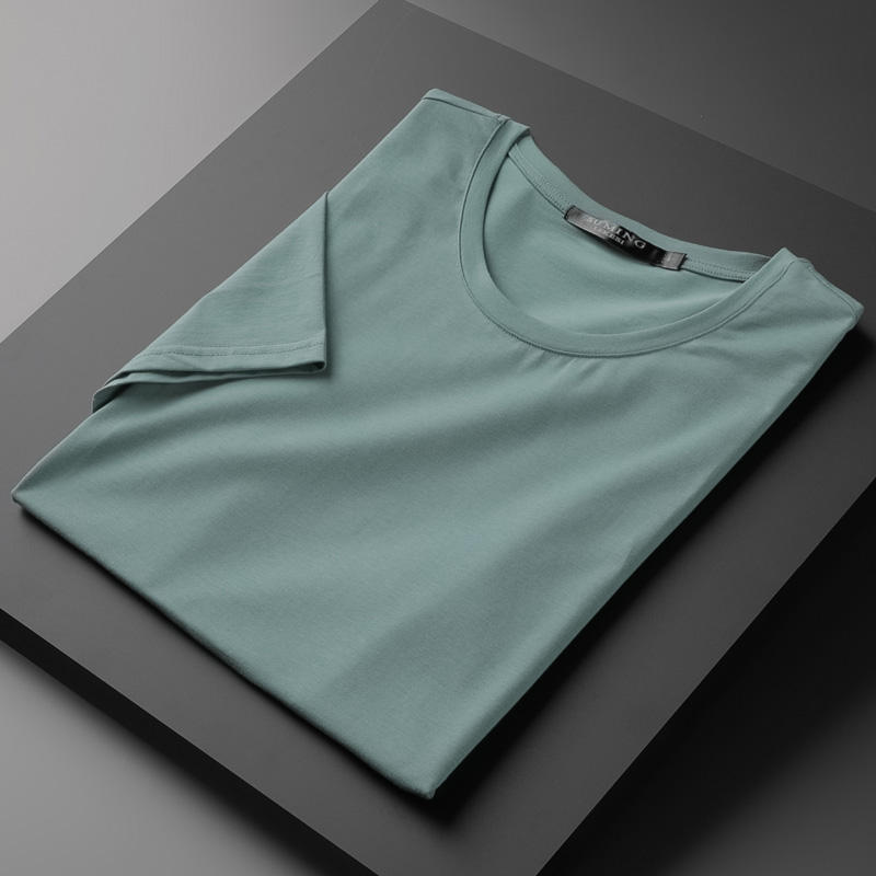 丝光棉纯色短袖T恤男冰丝半袖打底衫白色男装体恤夏季上衣服潮流t