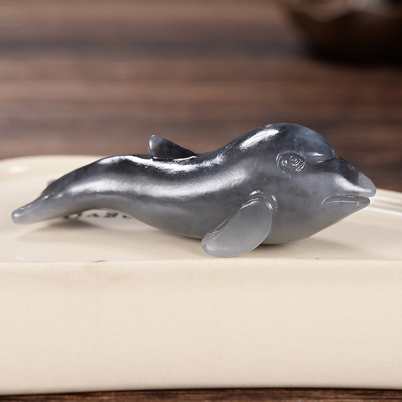 疆山新疆玉雕大师学甲特色和田守护神海豚挂件颈饰