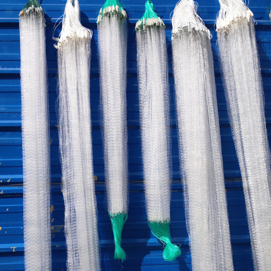 鱼网粘网三层捕鱼新款加重加粗手抛沉网100米鱼网