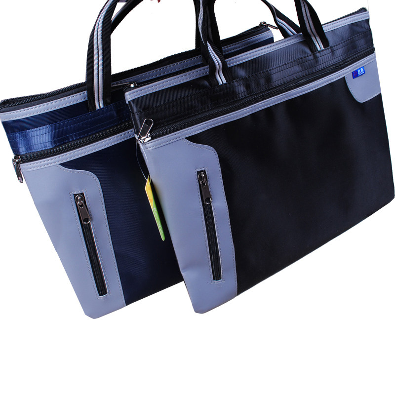 文件包女手提牛津布公文包拉链袋帆布文件包双层办公文件袋可印字