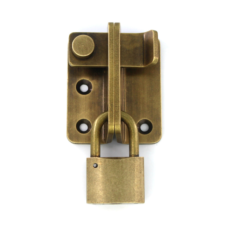 木门锁扣搭扣老式 家用推拉门锁插销纯铜门扣门栓锁鼻锁具挂锁 中式