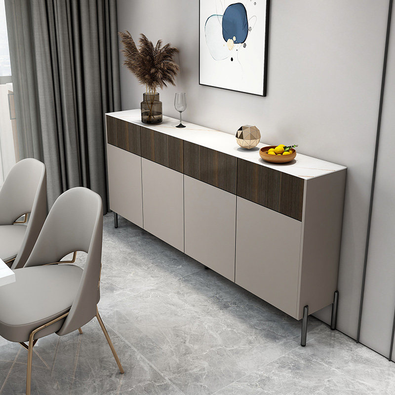 现代简约岩板餐边柜轻奢窄型置物柜意式极简设计师超薄靠墙边柜30