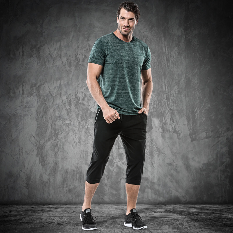 运动七分裤男夏季轻薄高弹力冰丝速干休闲裤男子跑步健身训练短裤