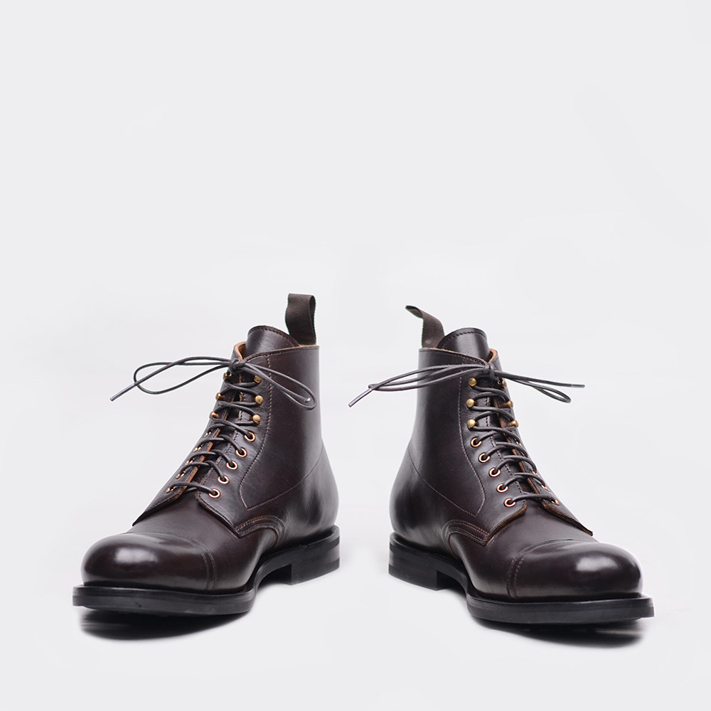 强尼制靴英式复古古高帮男经典小圆头牛皮男鞋马丁靴