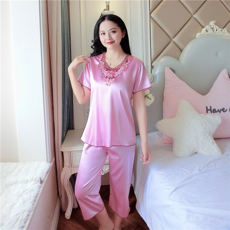 短袖冰丝绸睡衣夏装2023新款女装.三十岁四十女人穿的妈妈衣服潮