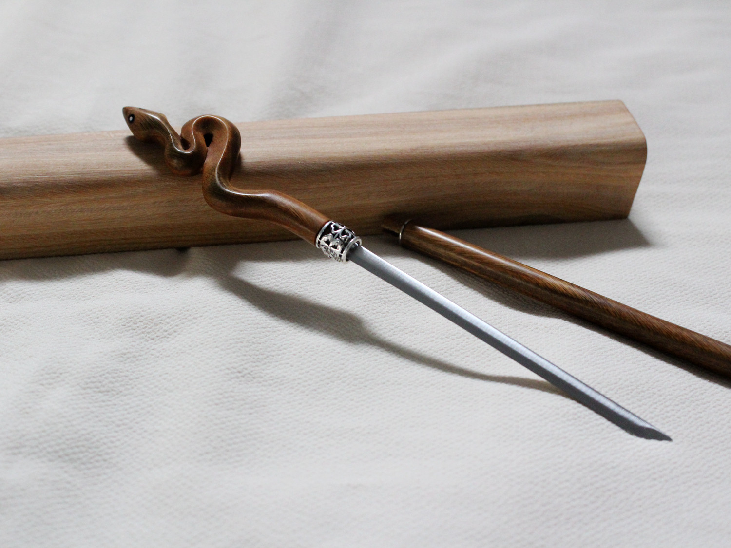 灵蛇檀木藏剑簪中刀拆信裁纸原创设计礼品定制发饰