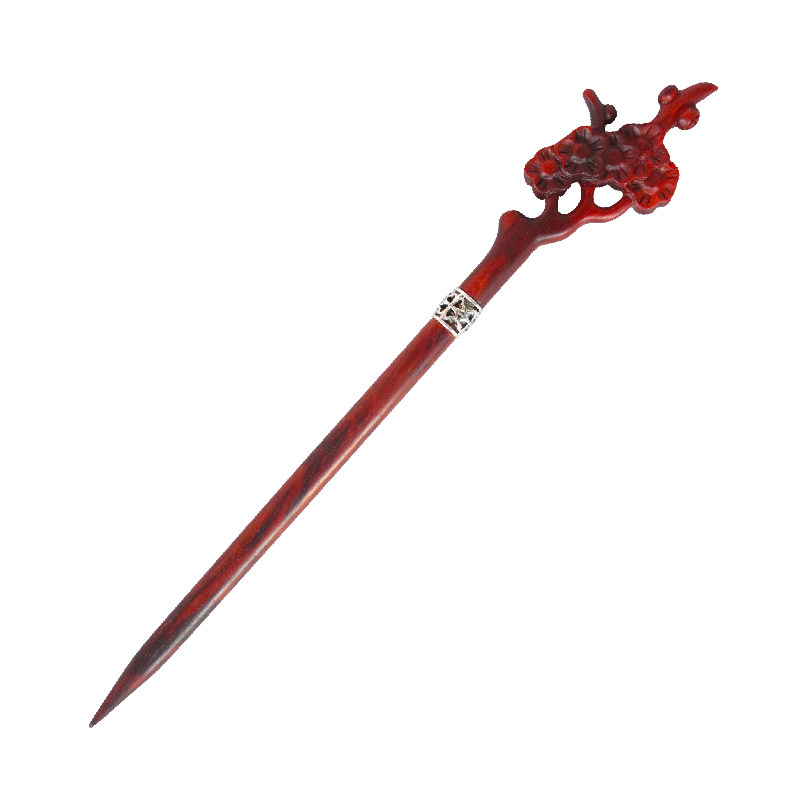 簇梅藏剑簪檀木中刀寒冬腊梅盘发头饰饰品定制发饰