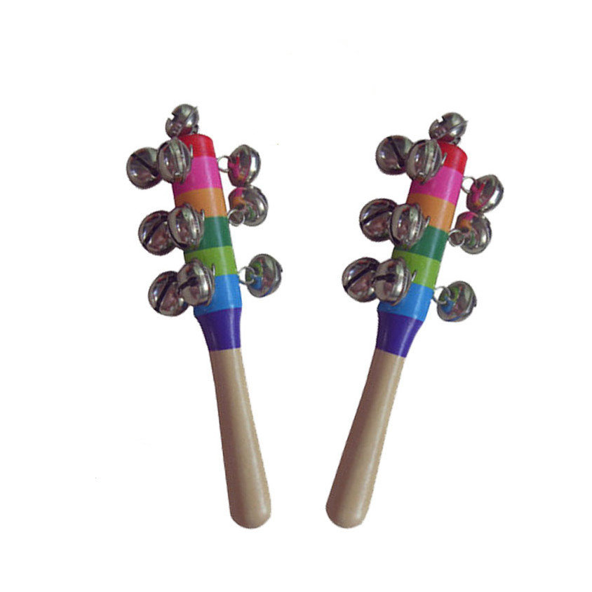 奥尔夫乐器彩虹铃10铃彩虹棒铃打击乐器 串铃棒铃音乐益智玩具