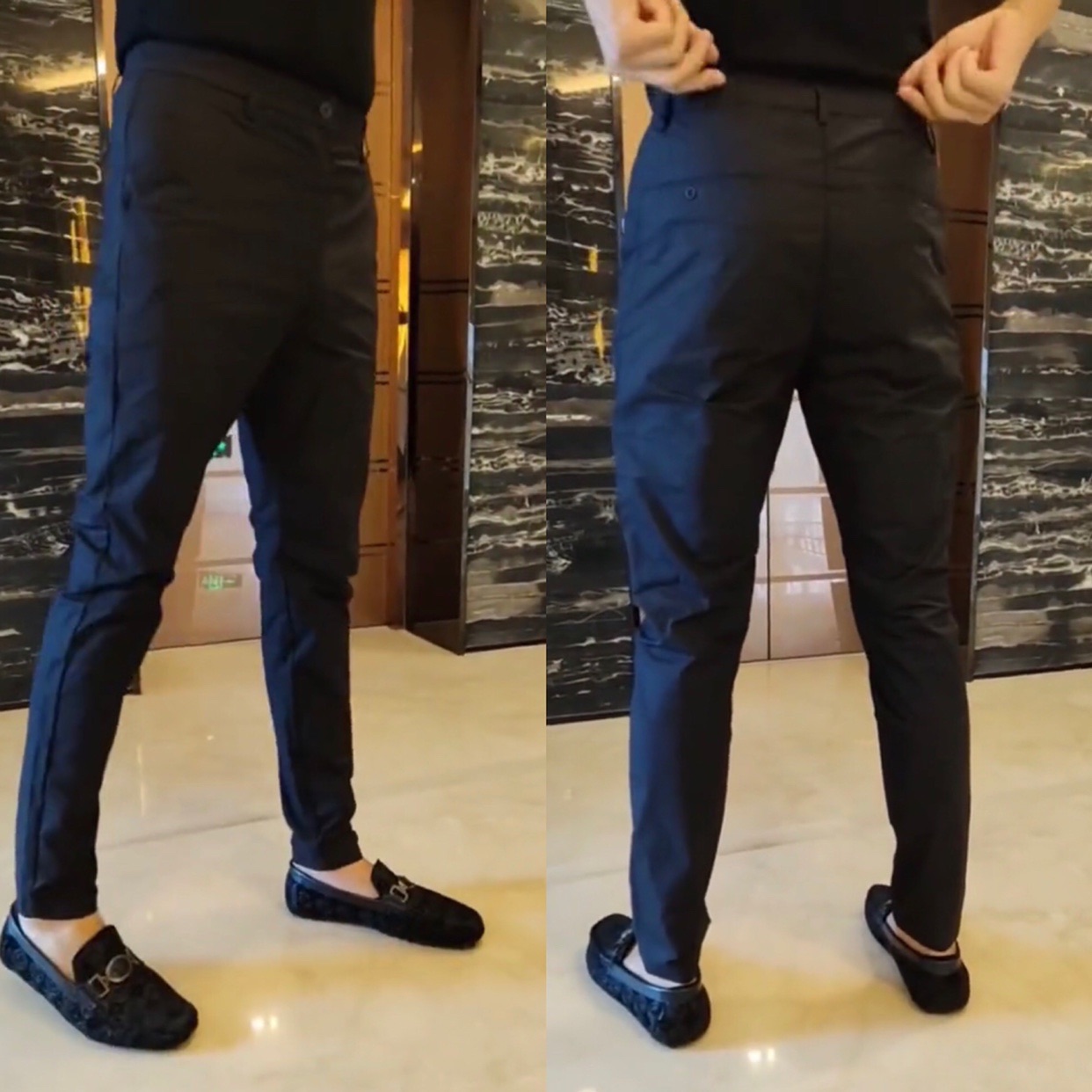 抖音同款夏季男士爆款商务休闲裤时尚百搭个性小扣潮流小脚男裤子