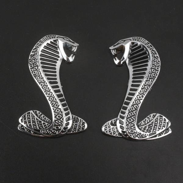 中网3d立体金属汽车福特野马改装眼镜蛇车贴汽车灯泡