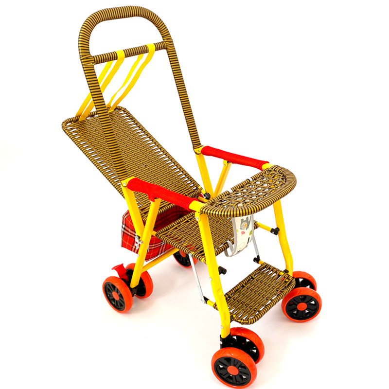 婴儿竹藤推车轻便夏季仿藤宝宝手推车可躺折叠竹编藤椅儿童小推车