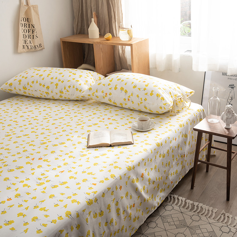 纯棉床单单件 秋冬保暖田园小碎花文艺风简约双人床罩床笠款单件