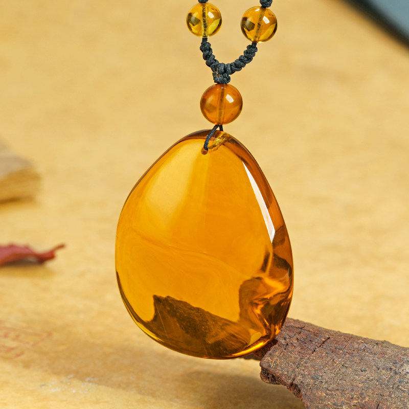 吊坠蜜蜡欧采妮金水滴挂件天然琥珀缅甸雕刻颈饰